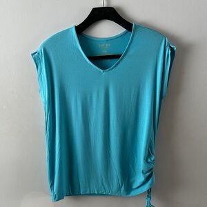 Laura Turquoise V-Neck Women's Short Sleeve Top